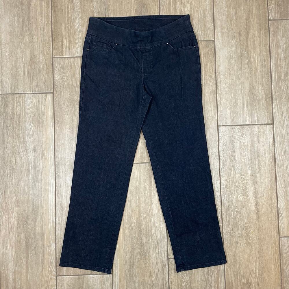 d&co Denim Pull On Jeggings Women’s 14 Dark Wash Stretch Slim Straight Jeans